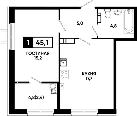 Планировка 1-к.кв