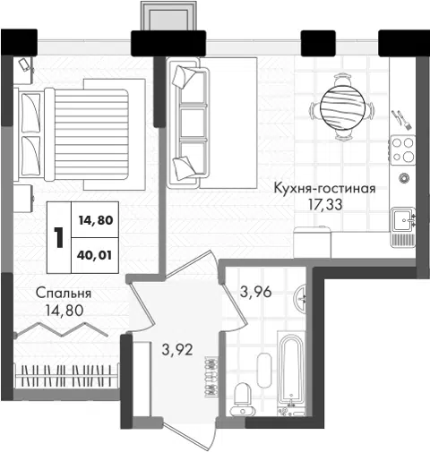 Планировка 2Е-к.кв