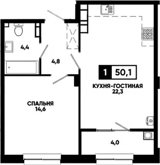 Планировка 1-к.кв