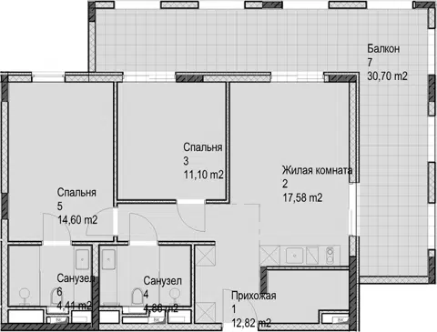 Планировка 3Е-к.кв