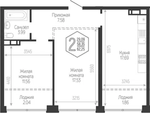 Планировка 2-к.кв