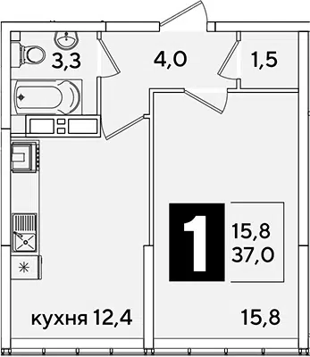 Планировка 1-к.кв