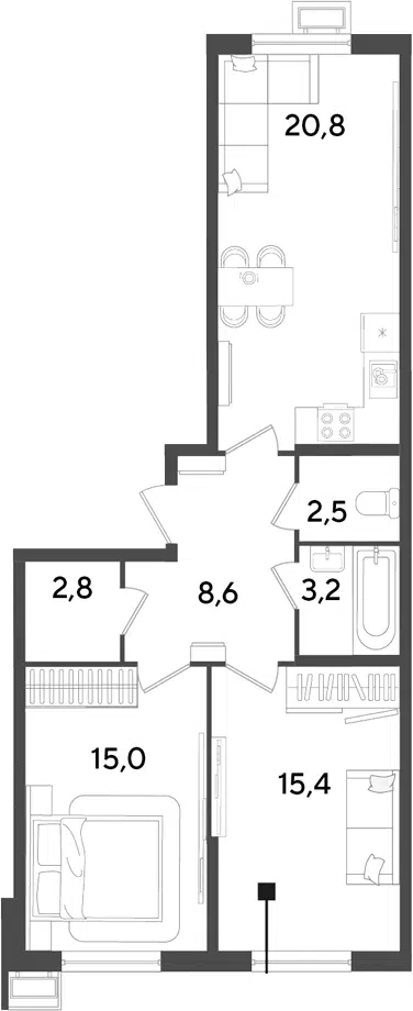 Планировка 3Е-к.кв