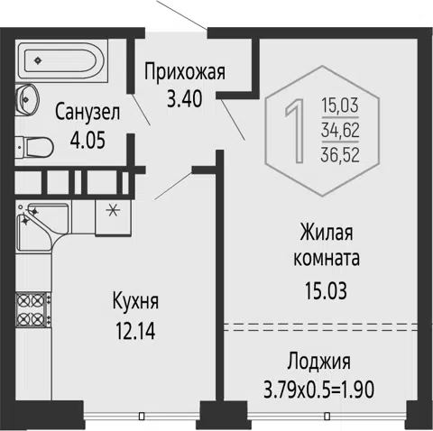 Планировка 1-к.кв