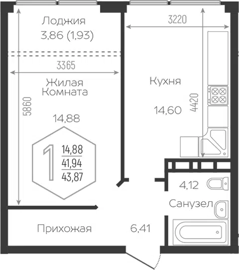 Планировка 1-к.кв