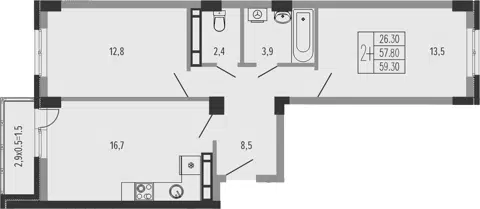 Планировка 3Е-к.кв