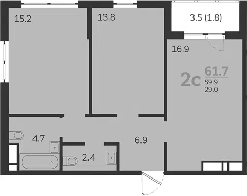 Планировка 3Е-к.кв