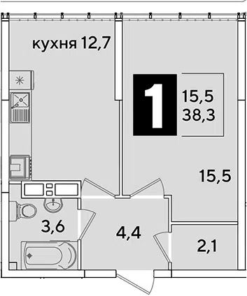 Планировка 1-к.кв