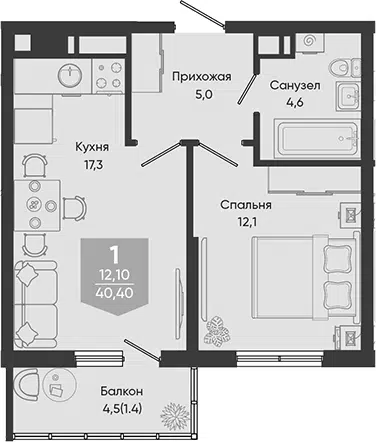 Планировка 2Е-к.кв