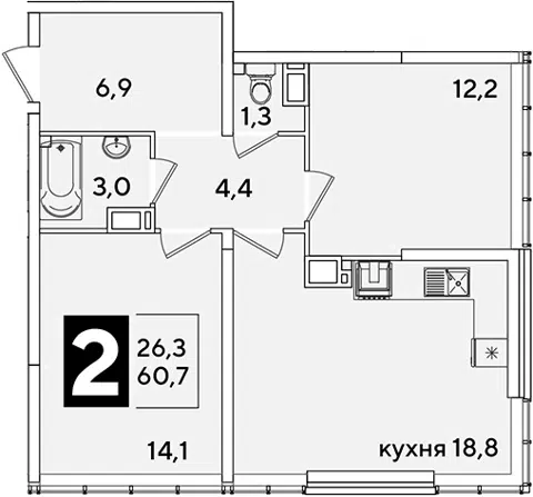 Планировка 3Е-к.кв