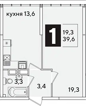 Планировка 1-к.кв