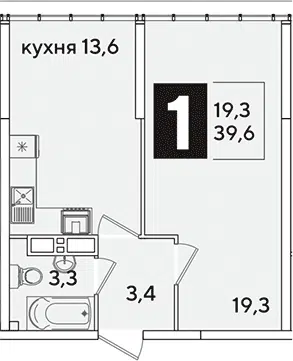 Планировка 1-к.кв