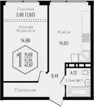 Планировка 1-к.кв