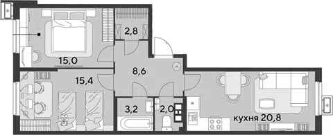 Планировка 3Е-к.кв