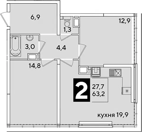 Планировка 3Е-к.кв