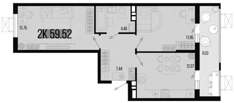Планировка 2-к.кв