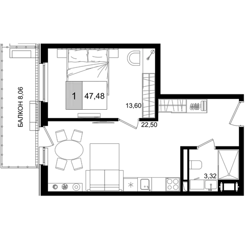 Планировка 2Е-к.кв