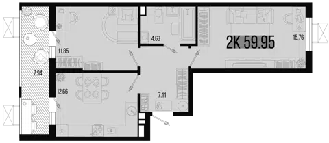 Планировка 2-к.кв
