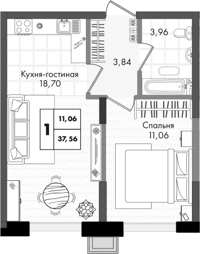 Планировка 2Е-к.кв