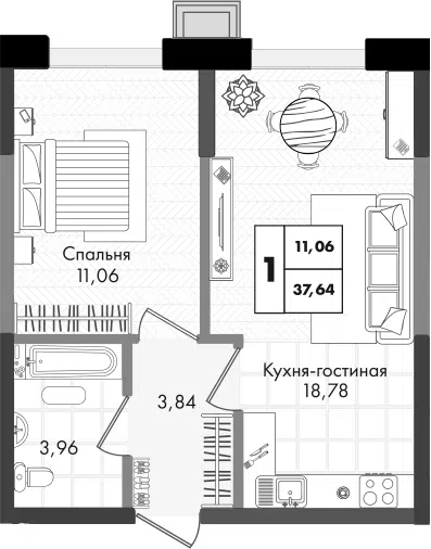 Планировка 2Е-к.кв