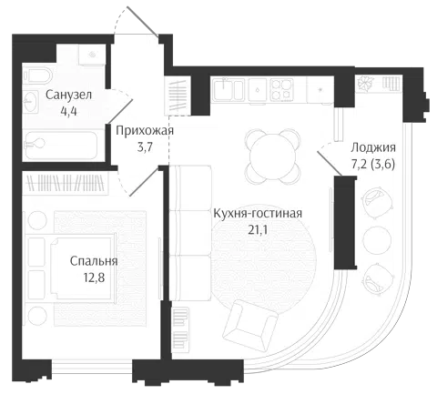 Планировка 2Е-к.кв