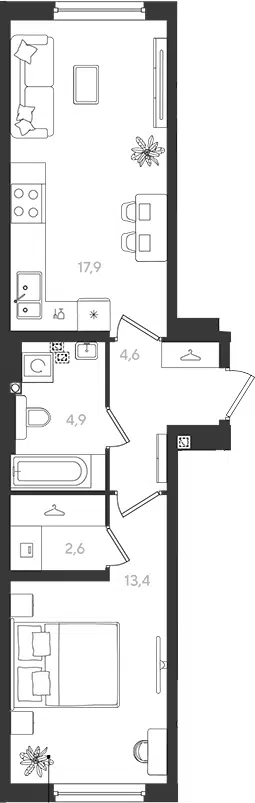 Планировка 2Е-к.кв