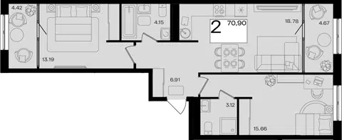 Планировка 3Е-к.кв