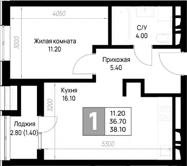 Планировка 1-к.кв