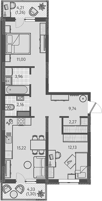 Планировка 3Е-к.кв