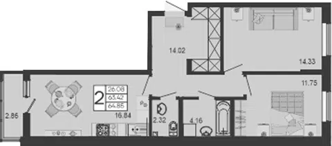 Планировка 2-к.кв
