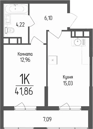 Планировка 1-к.кв