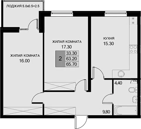 Планировка 2-к.кв