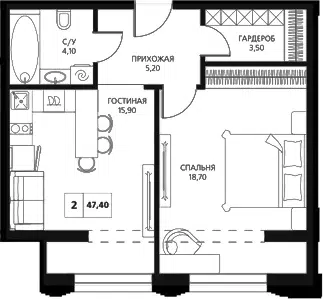 Планировка 2Е-к.кв