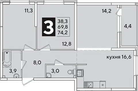 Планировка 4Е-к.кв