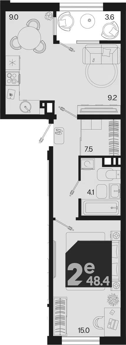Планировка 2Е-к.кв