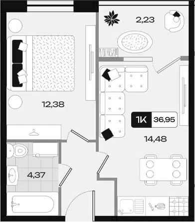 Планировка 1-к.кв