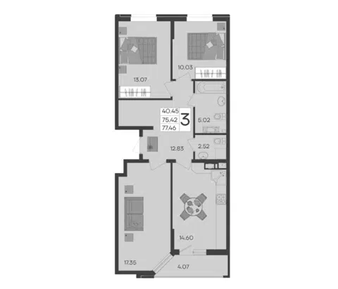 Планировка 3-к.кв