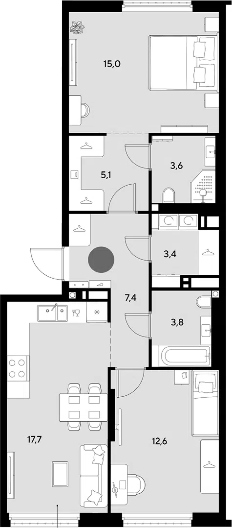 Планировка 3Е-к.кв