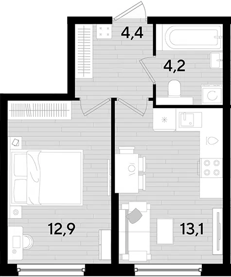 Планировка 1-к.кв