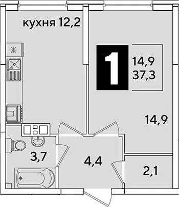 Планировка 1-к.кв
