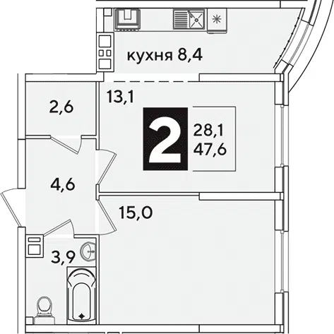 Планировка 2-к.кв