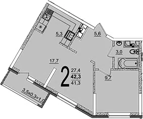 Планировка 2Е-к.кв