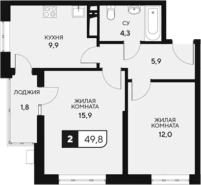Планировка 2-к.кв