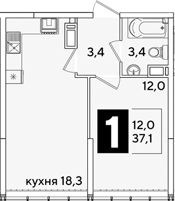 Планировка 2Е-к.кв