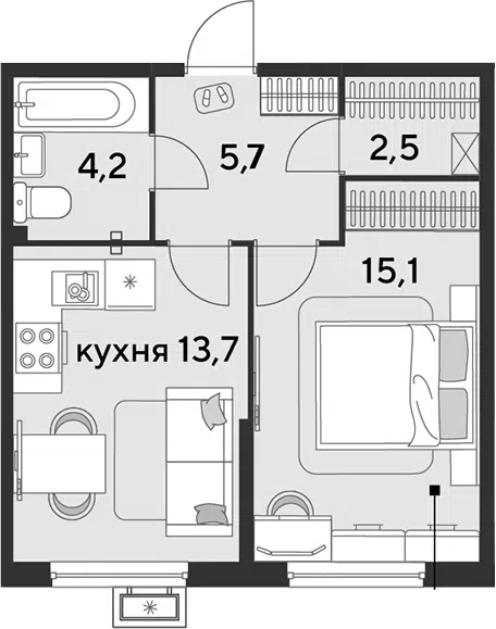 Планировка 1-к.кв
