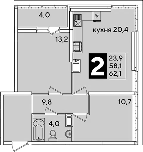 Планировка 3Е-к.кв