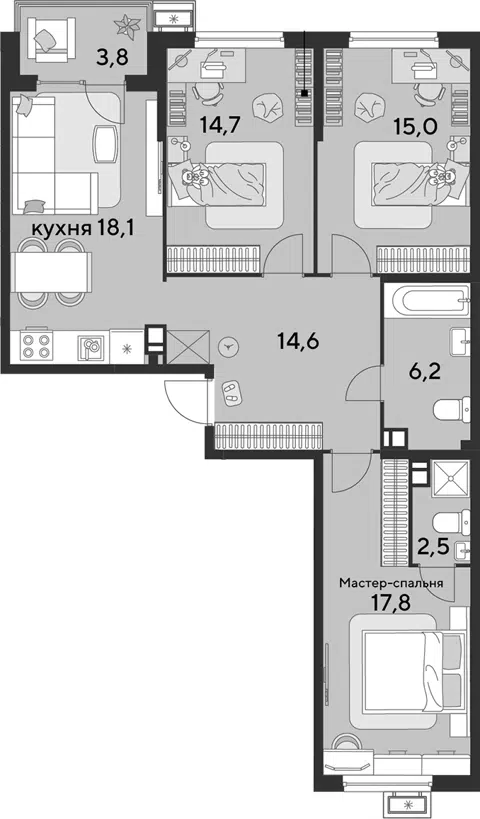 Планировка 4Е-к.кв