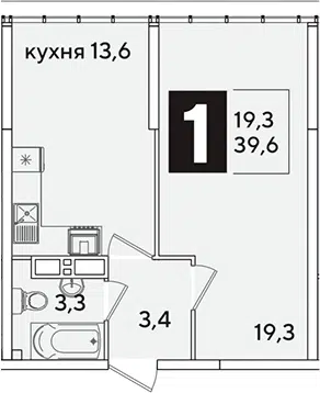 Планировка 1-к.кв