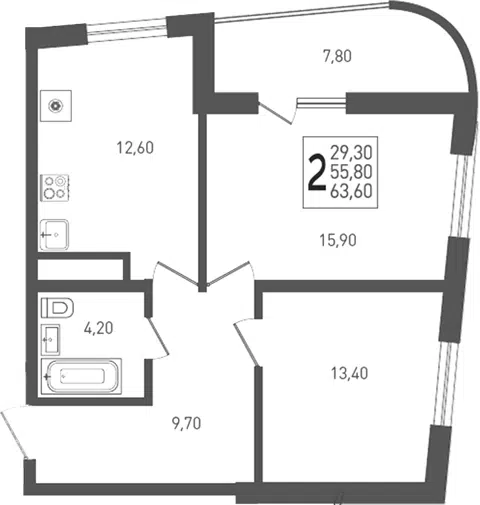 Планировка 2-к.кв
