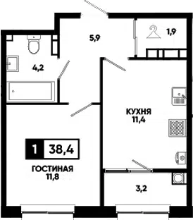 Планировка 1-к.кв